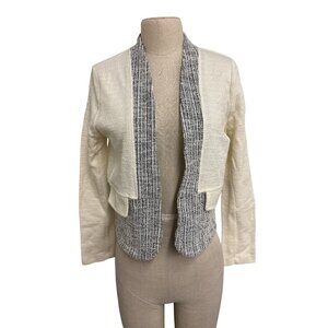 Dolan Left Coast Collection Textured Knit Open Cardigan Jacket XS Neutral Tones
